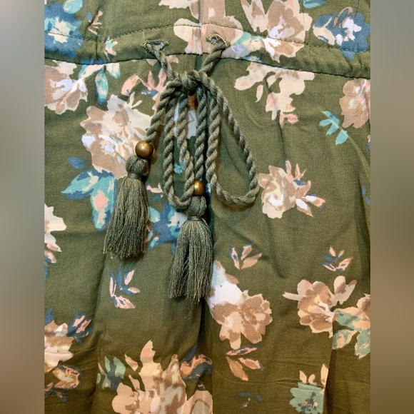O’Neill Olive Green Floral Patterned Dress with Tie Waist & Skirt Lining- Size M - Picture 4 of 6